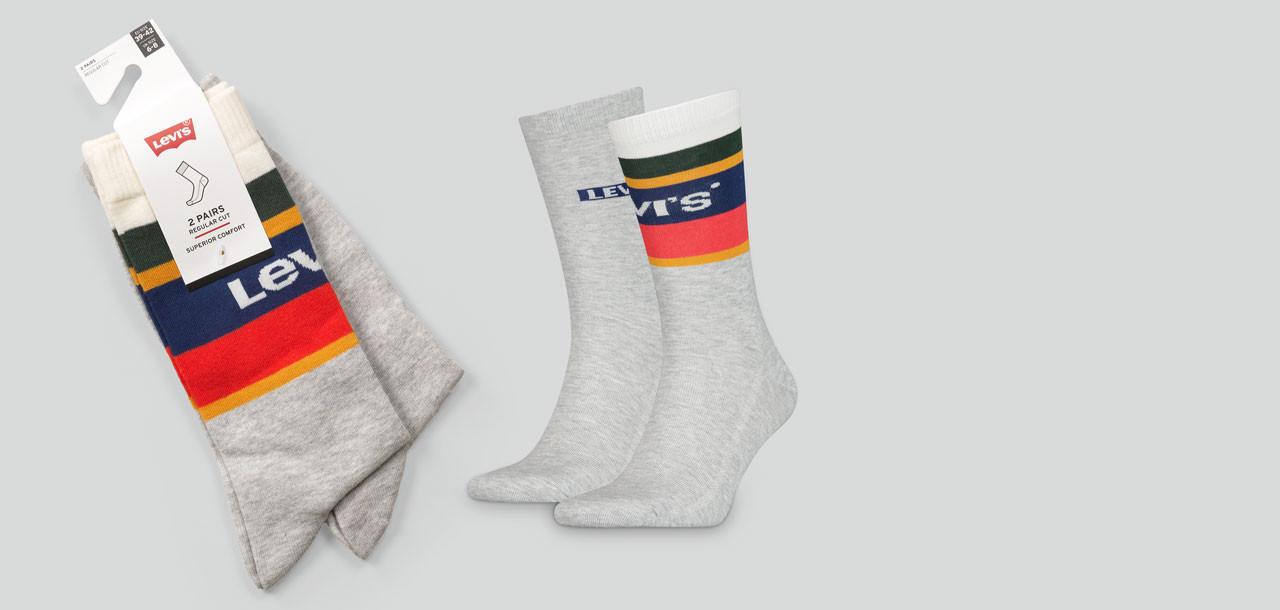 Levi_s Regular Cut Color Block Stripe Socks 2-Pack 601,